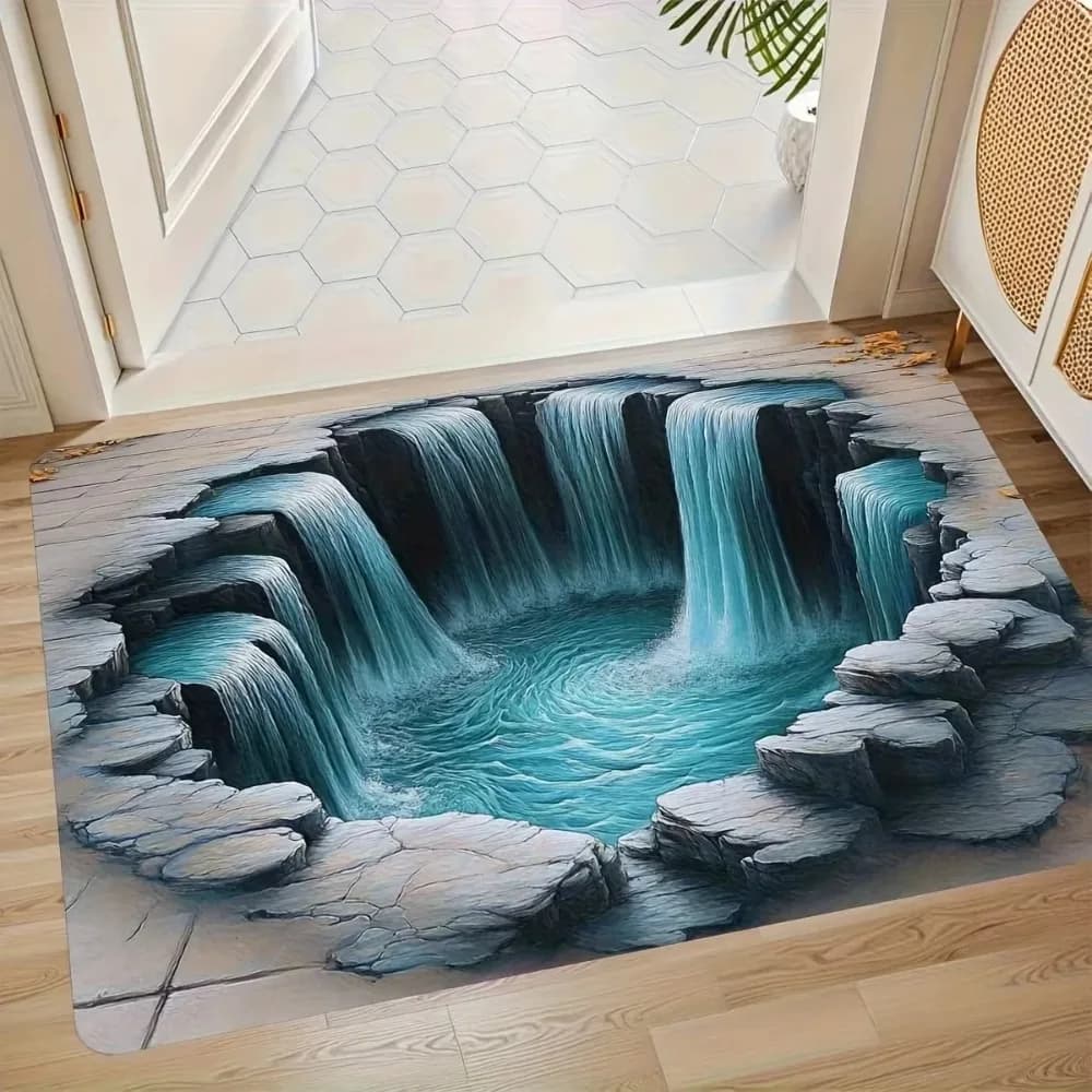 Zerbino with 3D optical illusion Shark Water Non-slip and easy to clean Perfect for entrance door Bedroom Bathroom Durable door Mat