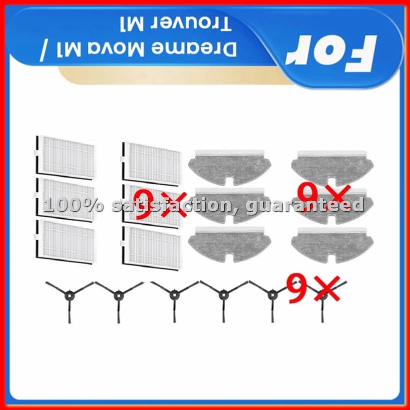 Cleaning Kit Ausiliary for Robot Vacuum Cleaner M1 / Trouver M1, 18 Pieces - Lateral Brush, Cloth, Filter - ABAM
