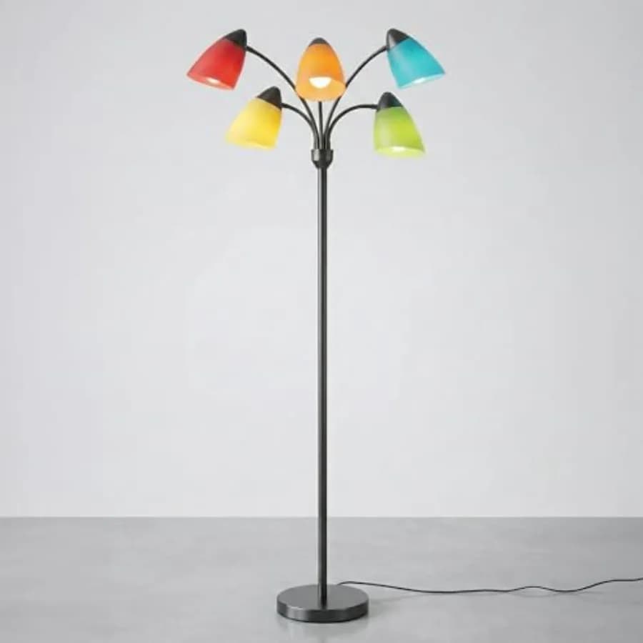 Lampada da Terra LED Medusa Multiluce Dimmerabile per Soggiorni e Uffici, Lampada Alta con Paralumi Intercambiabili Regolabili