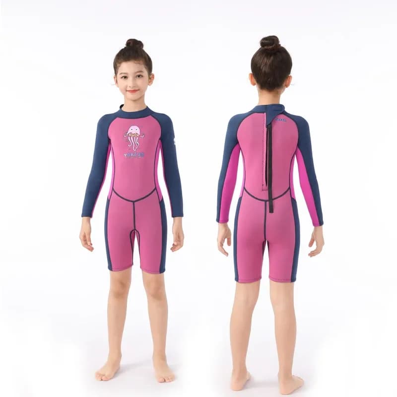 Muta termica flessibile da 2,5 mm per bambini, intera, a maniche lunghe, con protezione solare, per surf, snorkeling e anti-meduse, anche per donna