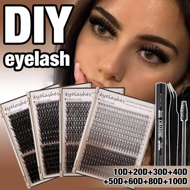 3D 10D-100D fake eyelash kit, DIY segmented eyelashes, single straps for extension eyelashes, reusable natural eyelashes