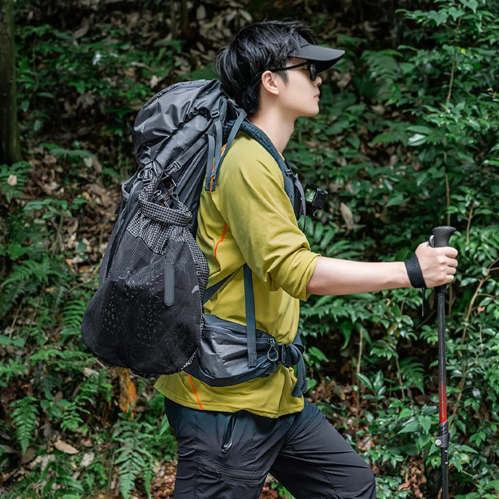 Travel Bag For Shoes Mesh Waterproof Breathable Quick-Dry Portable Foldable Laundry Bag For Outdoor Hiking Camping Trekking