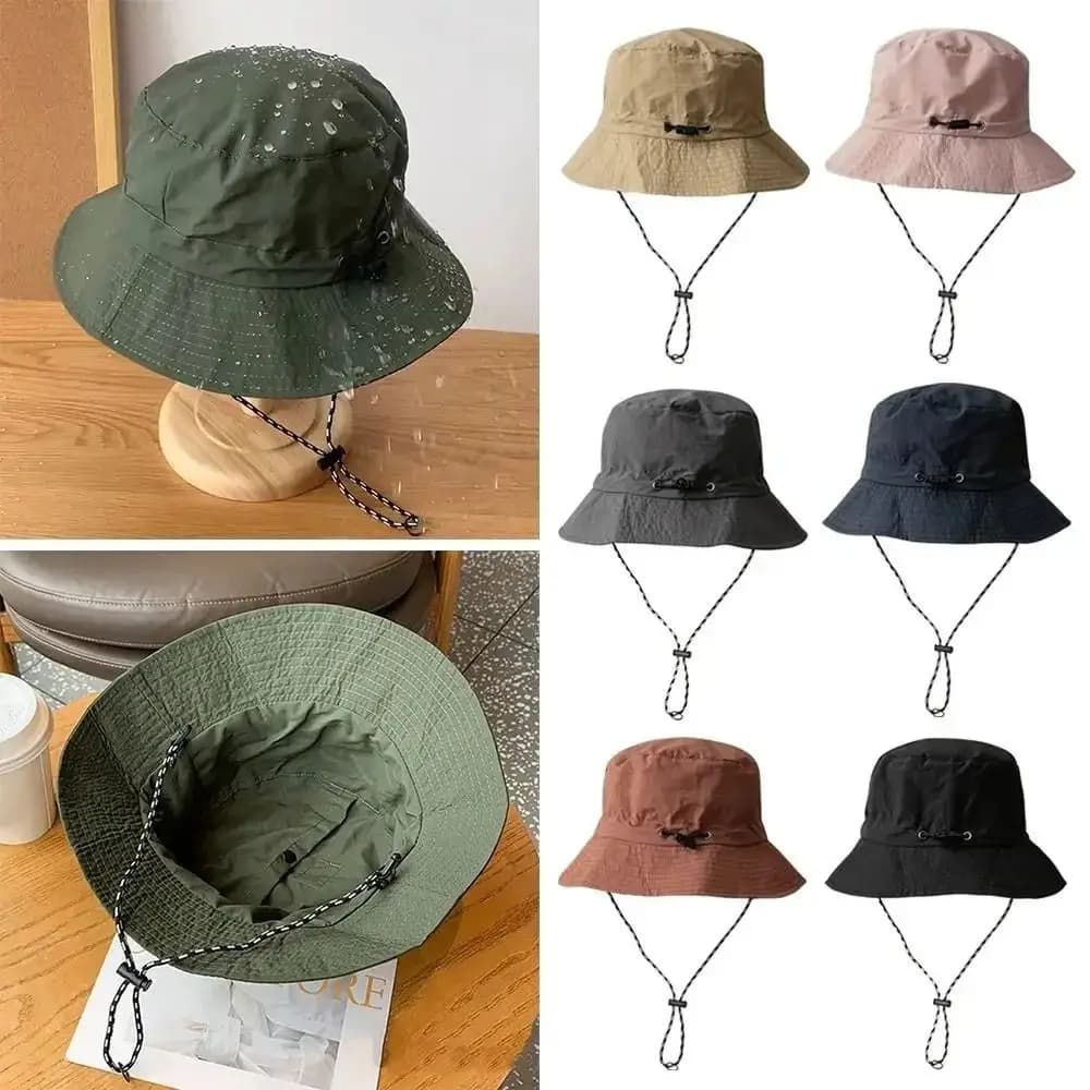 Waterproof fisherman hat with summer sun protection, bucket hat for camping and hiking with bag holders, anti-UV hat for mountaineering