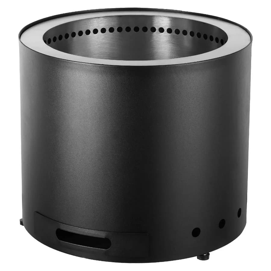 Focolare da esterno senza fumo per patio e campeggio, in acciaio inossidabile SUS430, nero, 32 cm (12,6 pollici) di altezza x 38 cm (15 pollici) di diametro con vassoio cenere rimovibile