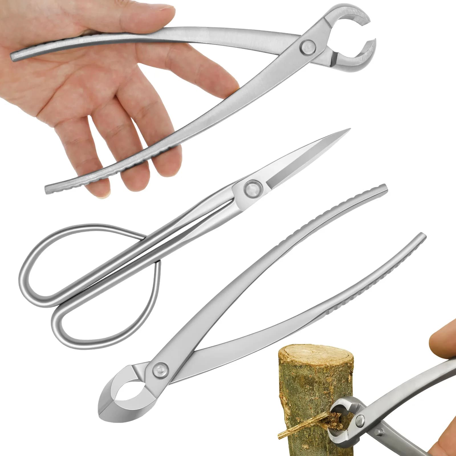 3 Pcs Bonsai Tool Set with Knob Cutter Concave Cutter Leaf Scissors Bonsai Pruning Tool for Precision Trimming Daily Maintenance
