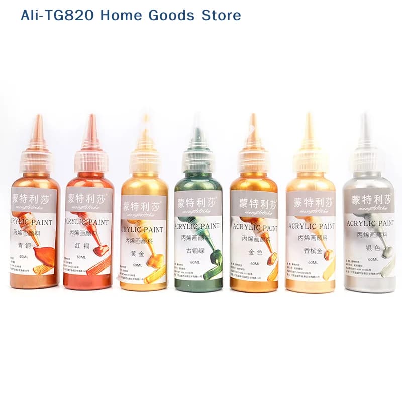 [TG820]60ml Gold Paint Metallic acrylic paint waterproof not faded DIY painted Pigments