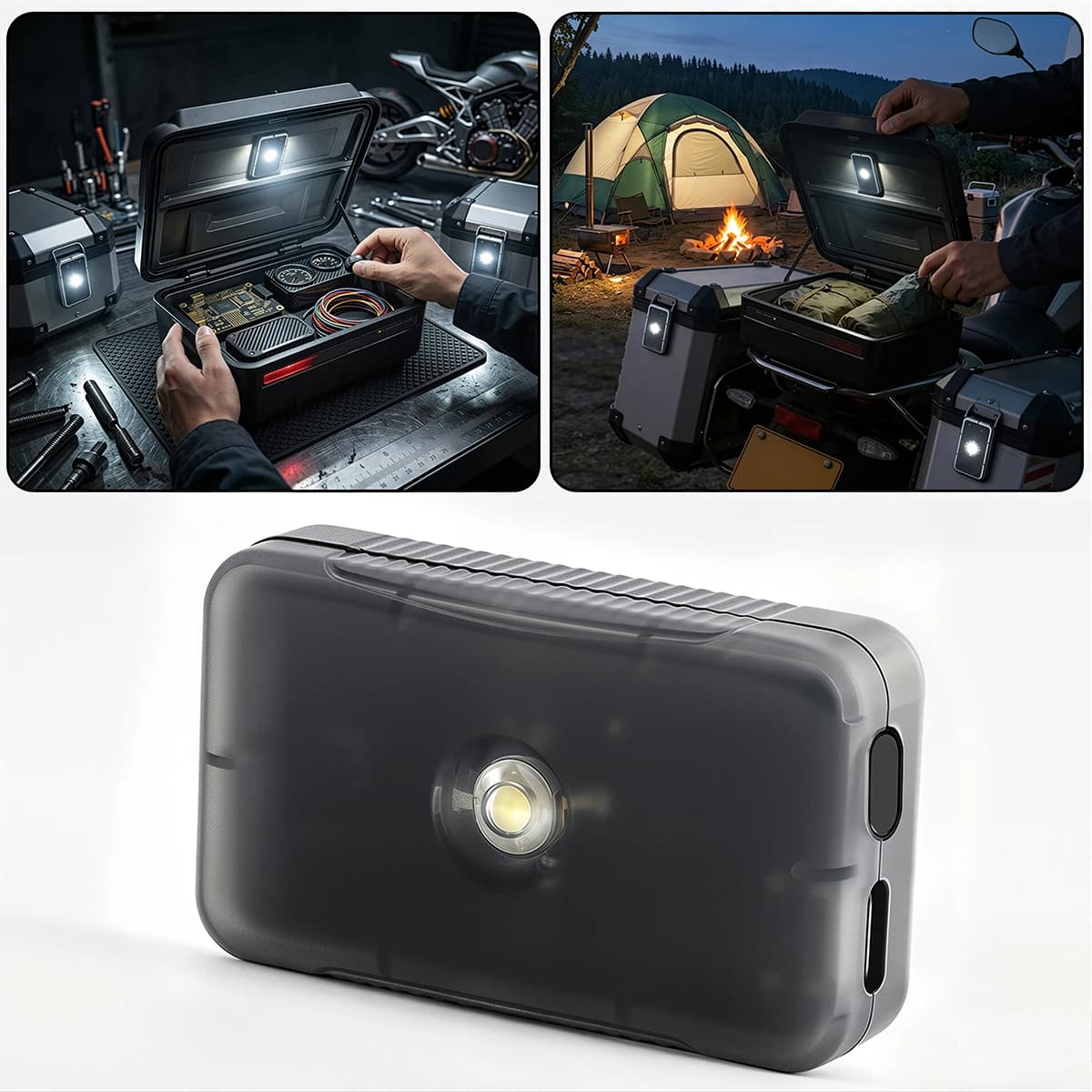 Rechargeable Motorcycle Locomotive Box Sensor Light LED Tail Box Anti-Collision Lamp Convenient Outdoor Fishing Night Light