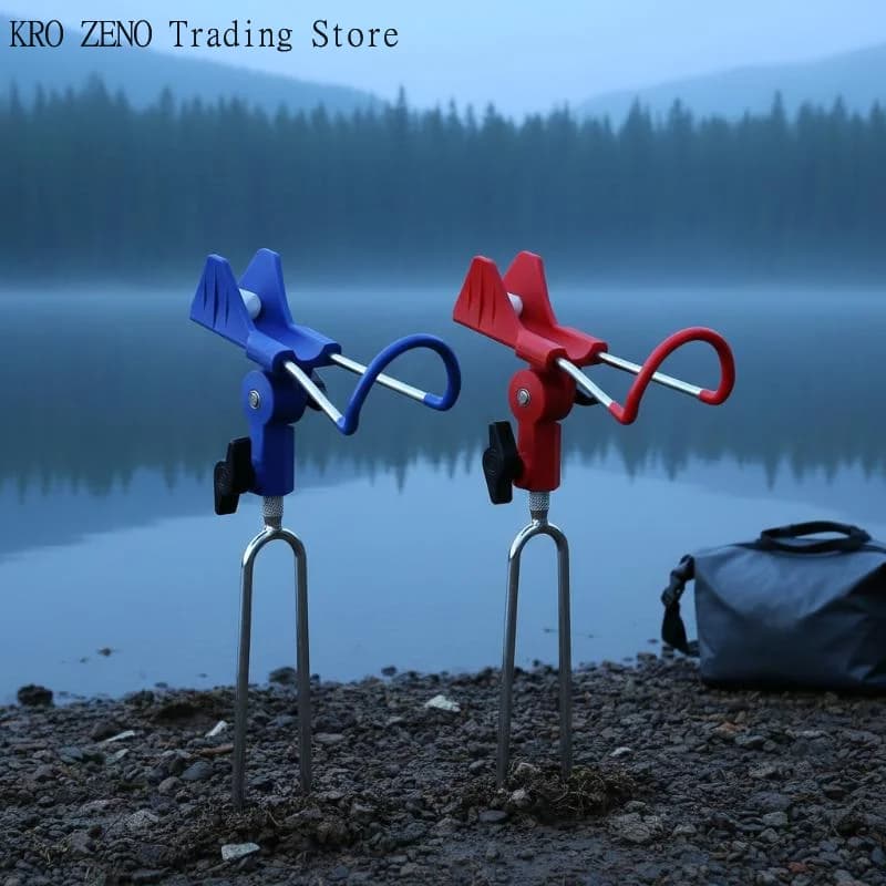 1 Set Heavy Duty Portable Foldable Stand 360° Adjustable Fishing Rod Holder With Ground Spike For Bank & Catfishing