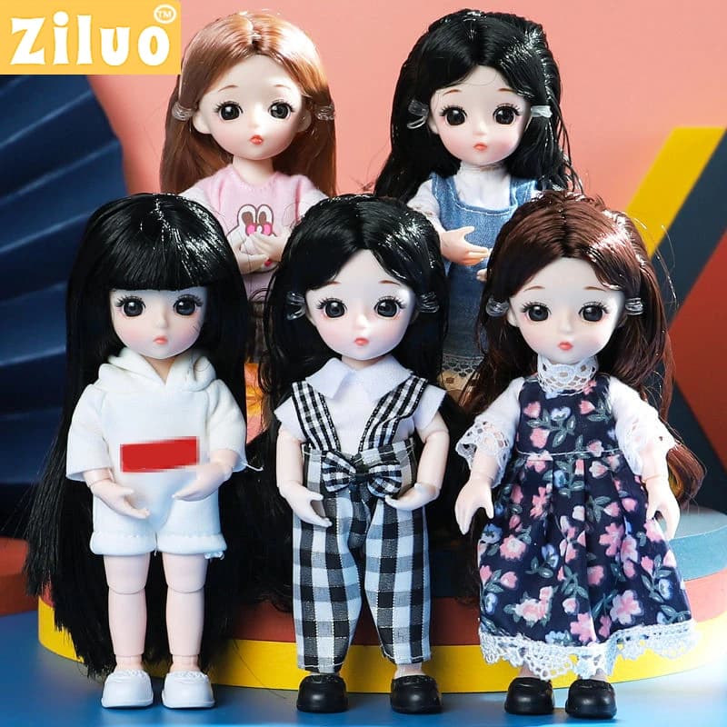 Bambola per ragazza giocattolo BJD Mini bambola 13 giunto mobile bambino 3D occhi grandi bella bambola giocattolo fai da te con vestiti vestire 1/12 bambola di moda