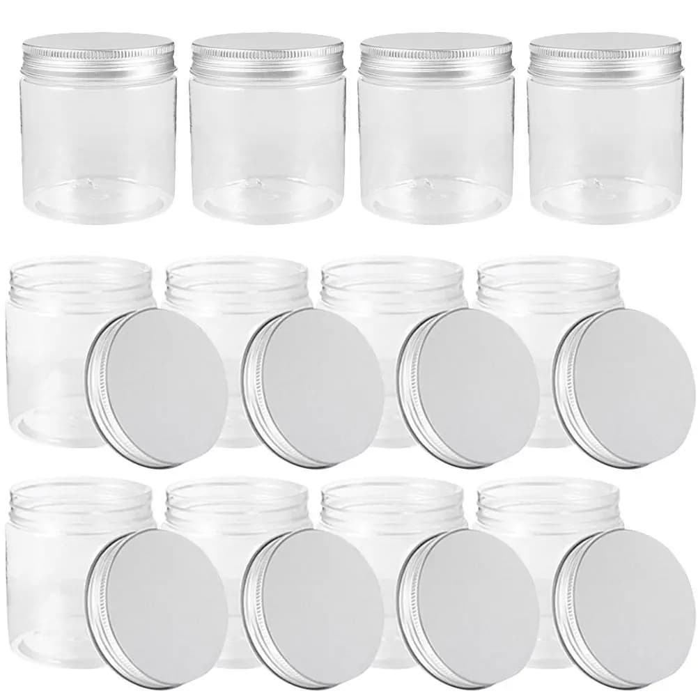 Mini Barattoli Mason con Coperchio in Alluminio, Contenitori Trasparenti in Plastica per Spezie, Marmellata, Miele, Barattoli Trasparenti da Cucina