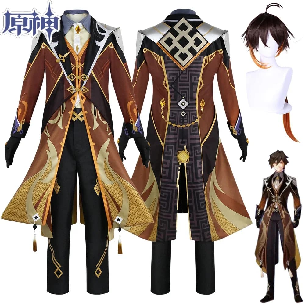 Costume Cosplay di Zhong Li dal Gioco Genshin Impact, Abiti e Parrucche di Liyue Morax, Outfit di Zhong Li per Uomini e Donne