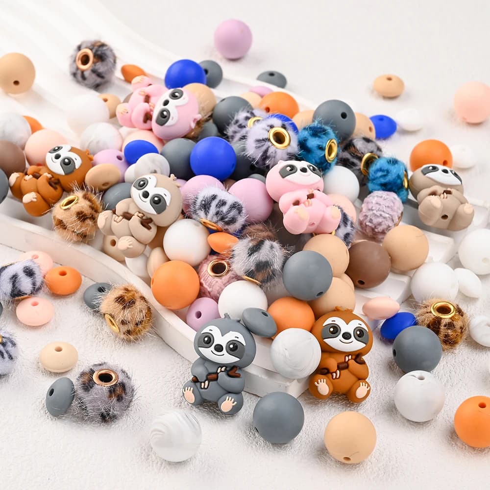 34 pz Animale Del Bambino Perline di Silicone Massaggiagengive FAI DA TE Bambino Ciuccio Catena Da Masticare Allattamento Massaggiagengive Merci Giocattolo Che Fanno Accessori BPA Libero
