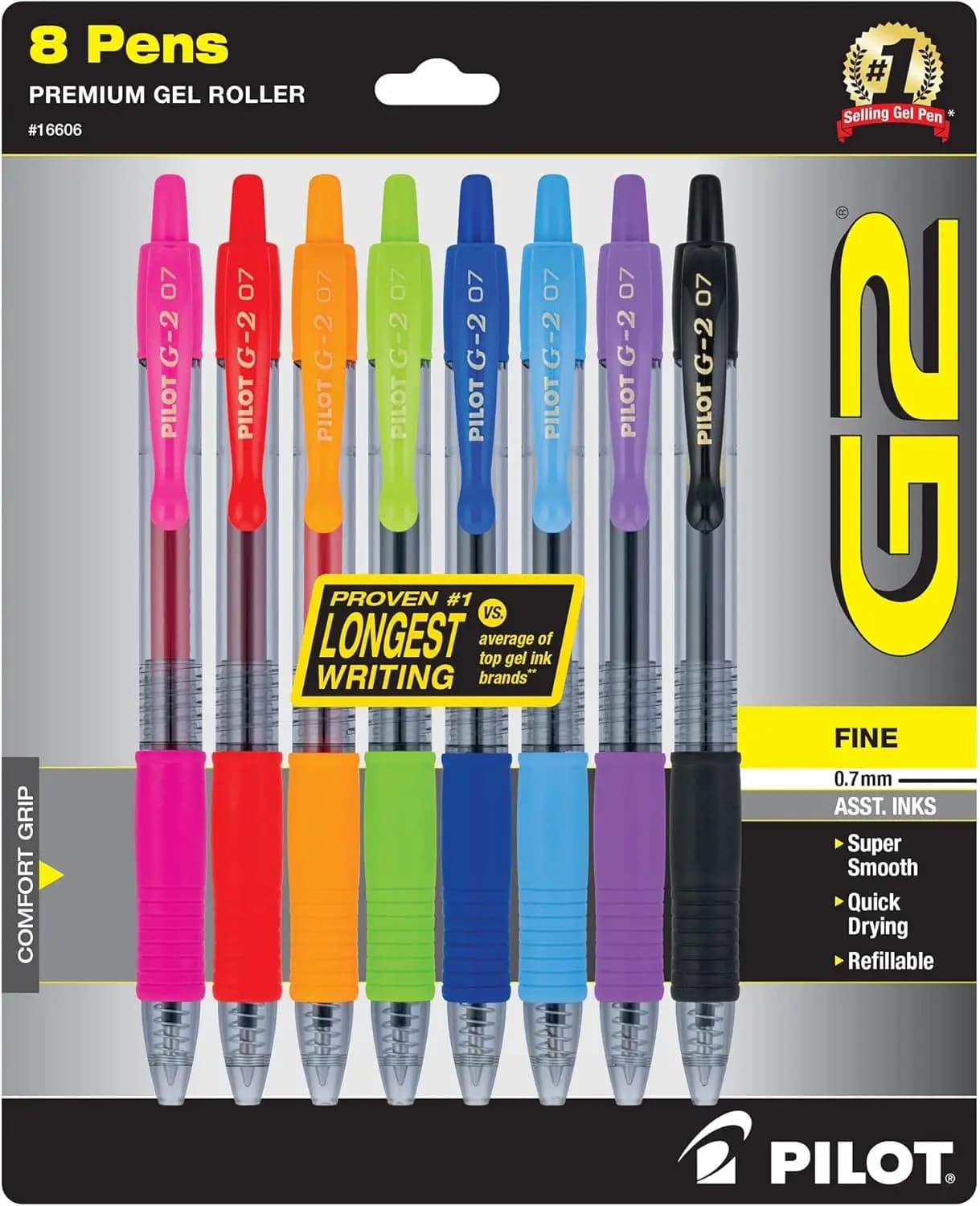 Penne Gel a Punta Fine in 8 Colori, Ricaricabili e Retrattili, Scrittura Fluida 0,7mm