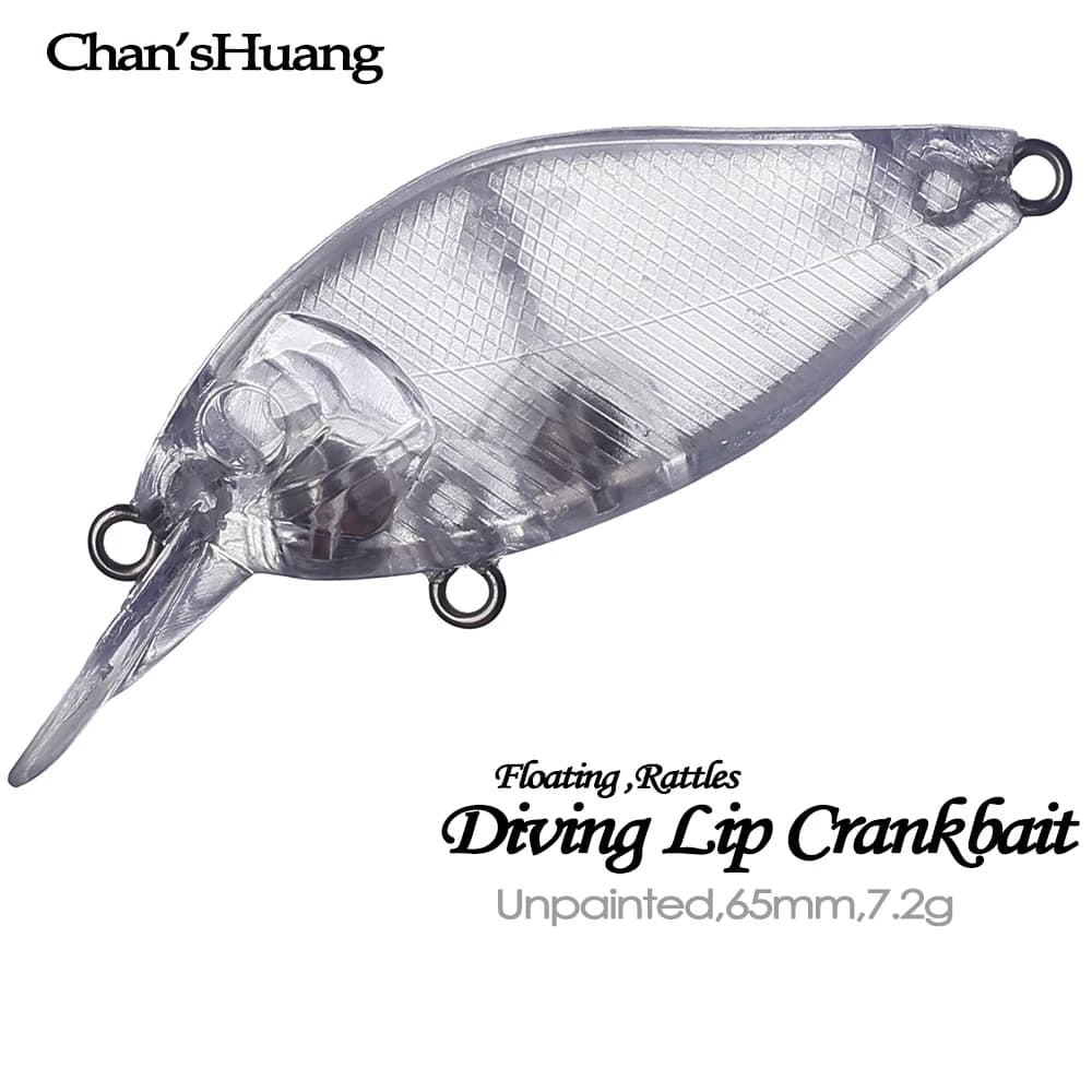 Chan'sHuang 20 pz non verniciato spazi vuoti esca 65mm 7.2g galleggiante Diving Lip sonagli Crankbait fai da te trasparente fatto a mano richiamo di pesca