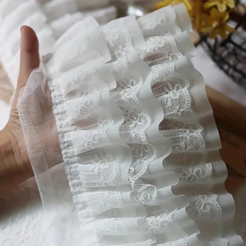 1 metro di tessuto in pizzo ricamato bianco e nero a tre strati per fai da te, accessori per abbigliamento, gonne, rifiniture, forniture per cucito e riparazioni