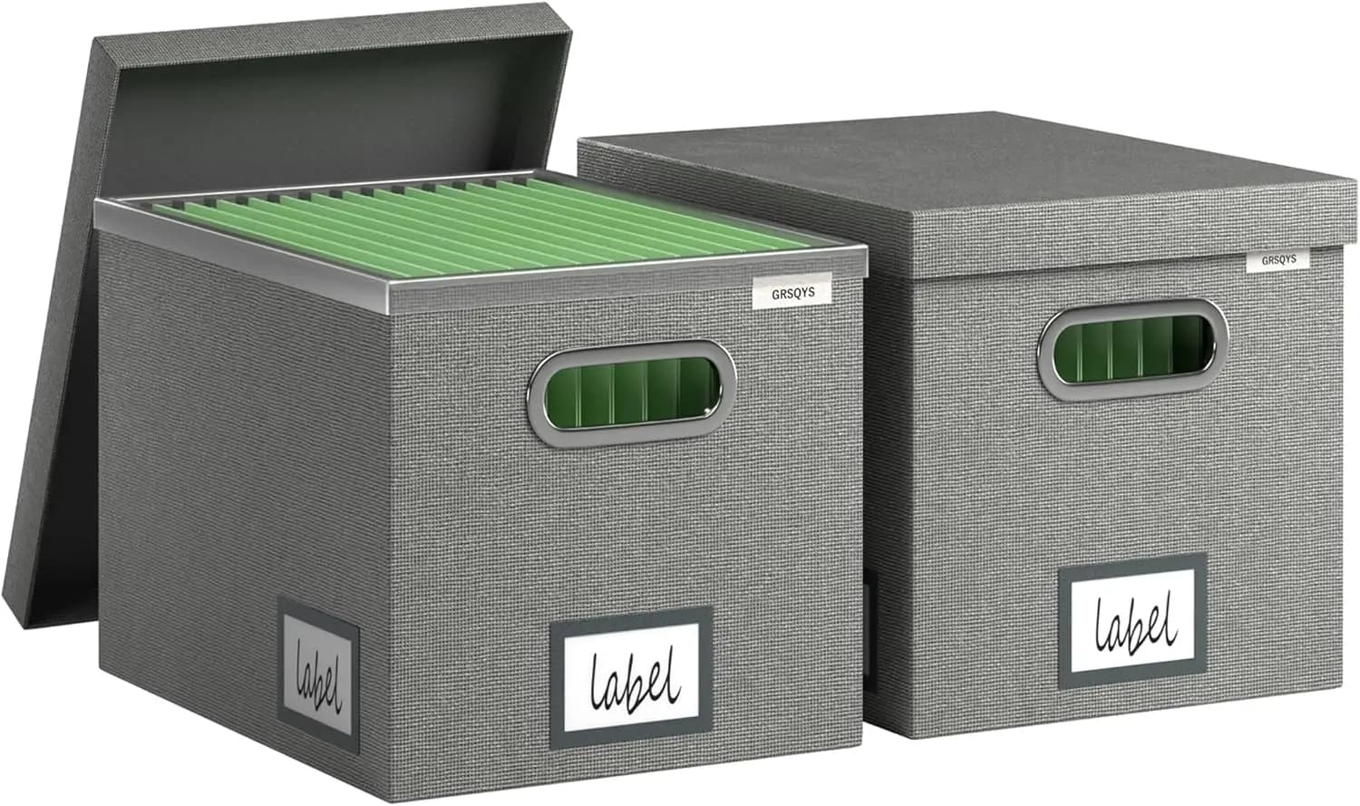 Scatola Portadocumenti - Set di 2 Scatole Decorative per Archiviazione a Sospensione con Coperchio, Organizzatore Formato Letter con Una Scompartitura
