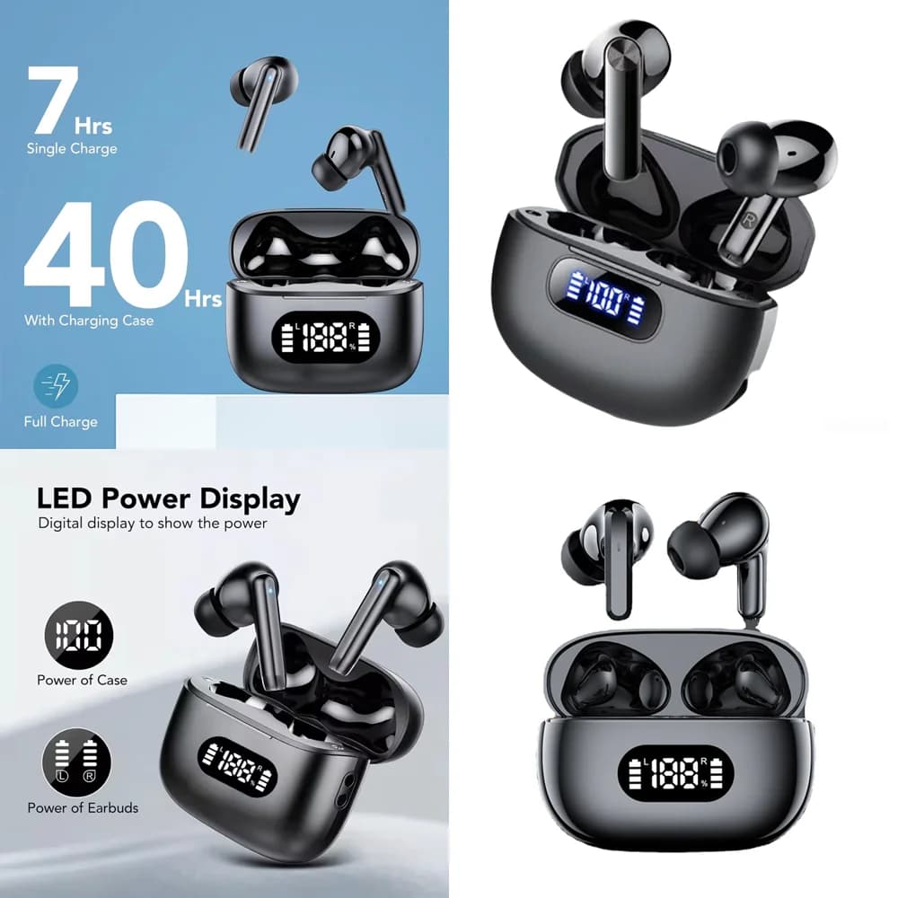 Auricolari TWS BT 5.4 con Display LED, Stereo, Comfort Fit, Wireless per Viaggi, Sport, Lavoro - Offerta di Benvenuto