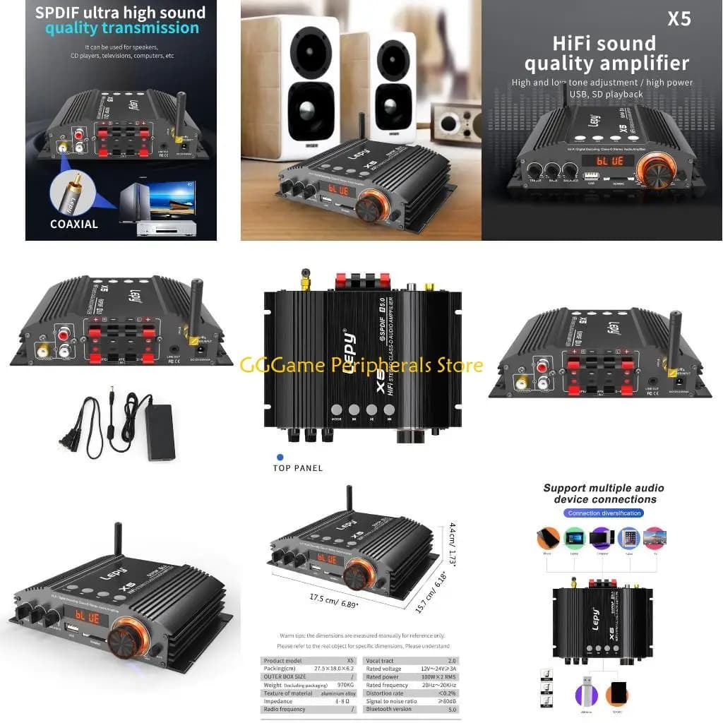 U55B LP-X5 2x100 W Amplificatore potenza digitale in classe D 5.0 ​​compatibile con potenza Decodifica