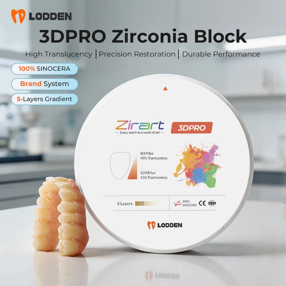 Lodden 3d pro multistrato dentale zirconia blocco corone ponte riparazione materia 98mm disco in zirconio
