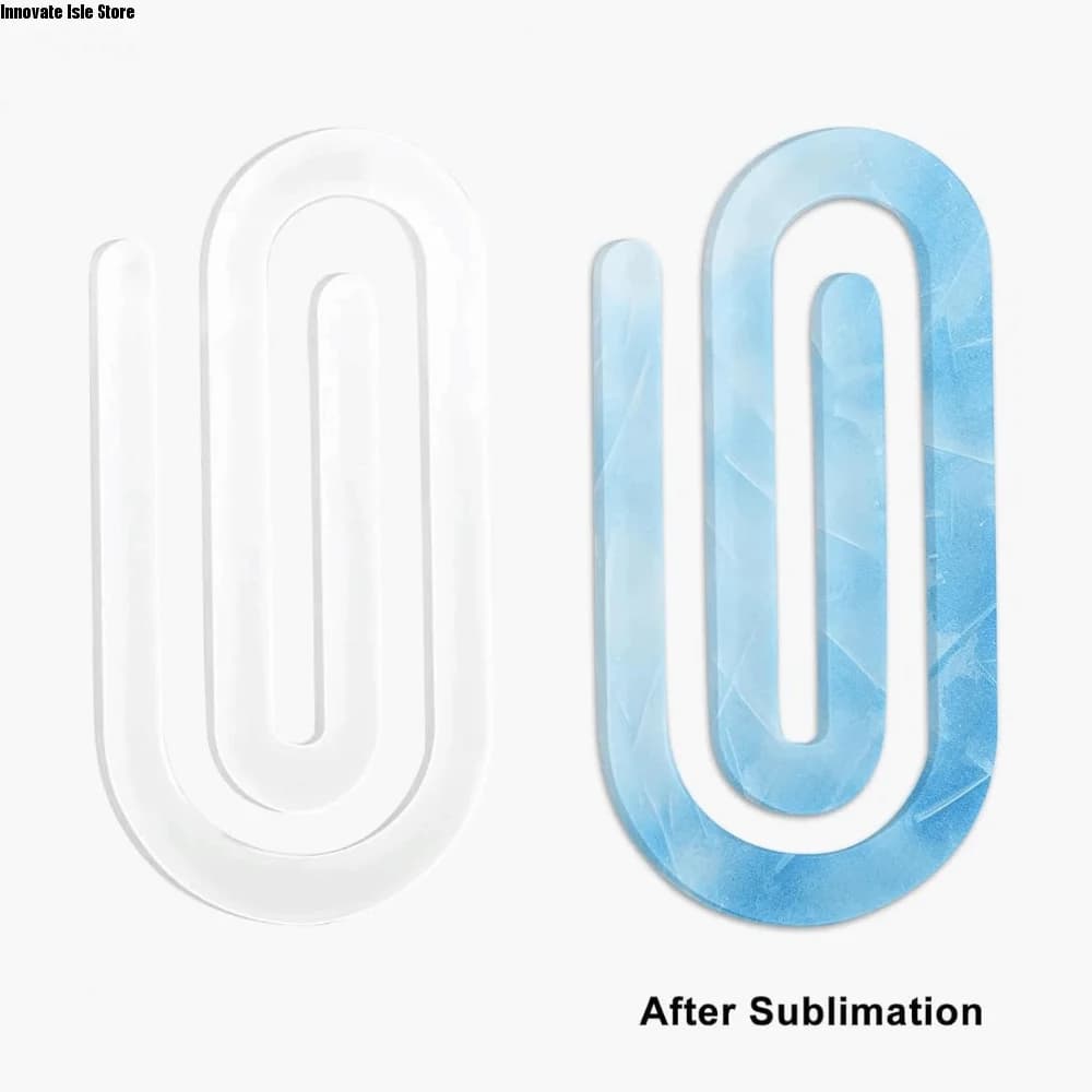 9pcs Acrylic Dye Sublimation Blanks Paper Clip Big Size Creative Heat Transfer Bookmark Unique Pen DIY Pattern Paper Clip