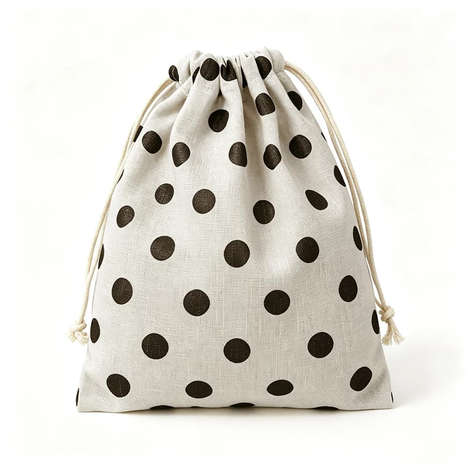 Polka Dot Drawstring Bag Cotton Linen Storage Bag Women Handbag Makeup Pouch Gift Bag Reusable Cosmetic Organizer Packaging Bag