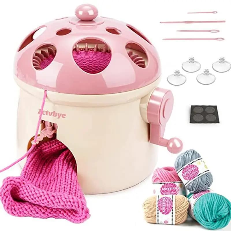 32 Needles Knitting Machine,Mushroom Knitting Loom Kits for Adults & Kids, DIY Weaving Crochet Machine for Sock & Hat & Scarf