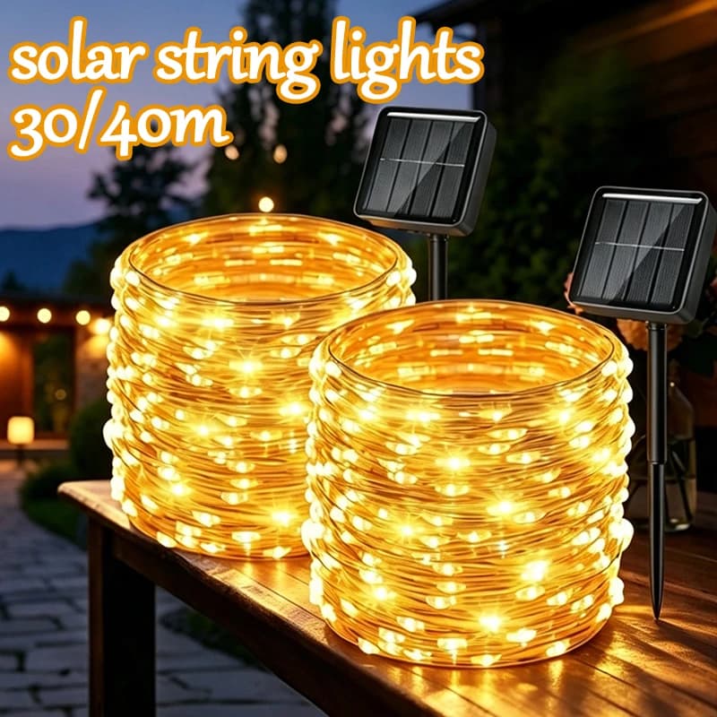 Solar String Lights Outdoor Garden LED Waterproof Fairy Light 8 Mode Twinkle Garland Lights for Tree Patio Party Christmas Decor