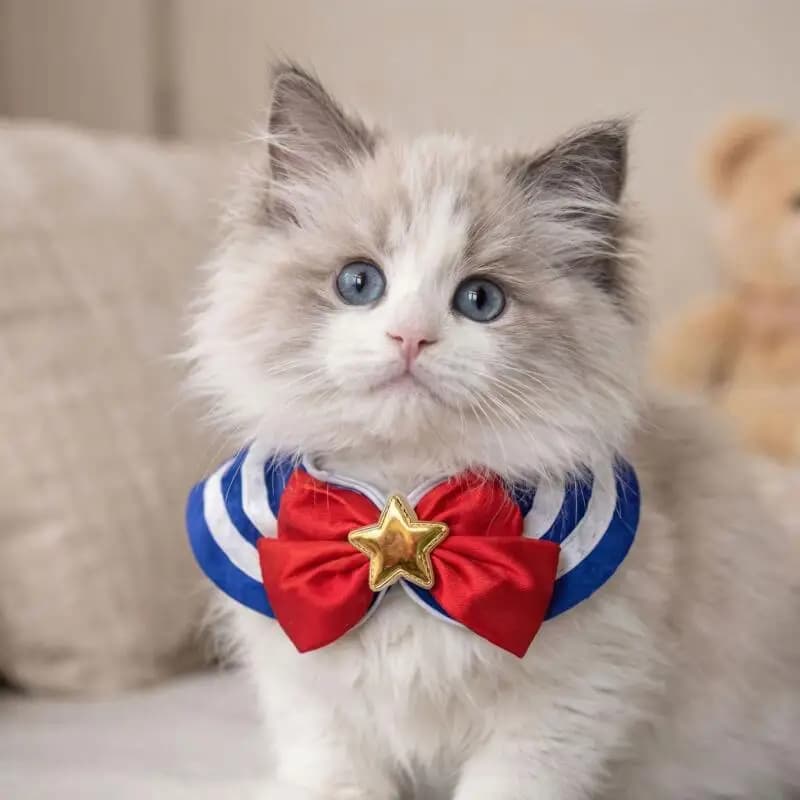 Vestitini Kawaii per Animali Domestici, Stile Sailor Moon Anime, Abbigliamento Universitario per Cani e Gatti Sotto i 25Kg, Unisex