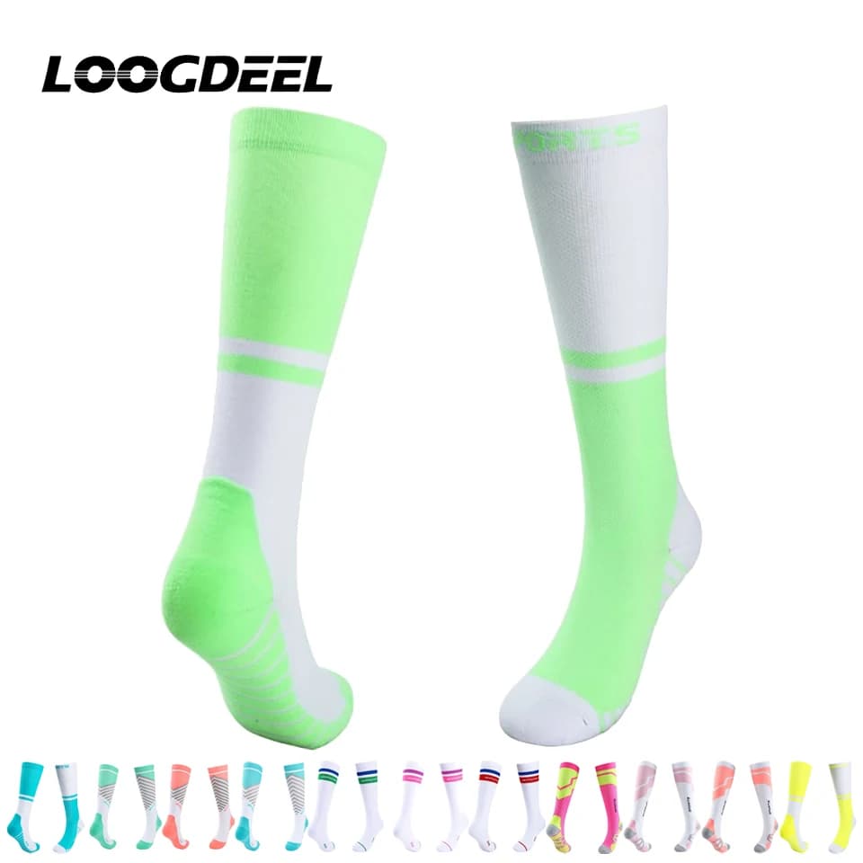 LOOGDEEL Professional Running Socks Yoga Compression Sports Socks Long Compression Elastic Socks Jump Rope Cycling Socks