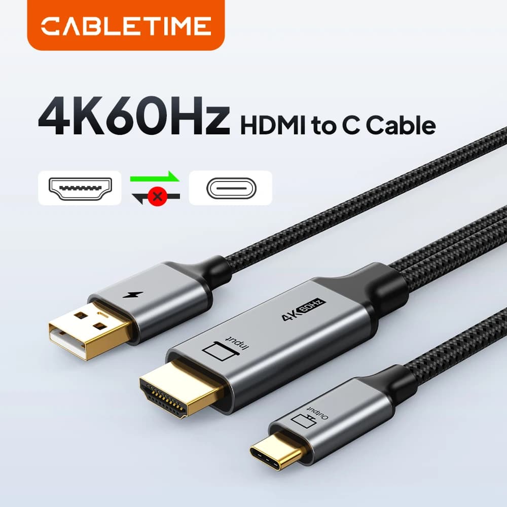 CABLETIME Cavo HDMI Attivo 4K60Hz a USB-C con Alimentazione USB per Nintendo Switch PS3/4/5 Xreal Air 2 Console di Gioco a Monitor Portatile