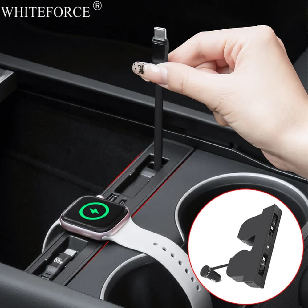 Stazione di ricarica rapida USB per Tesla Model Y Juniper, adattatore sdoppiatore alimentato per Model 3 Highland