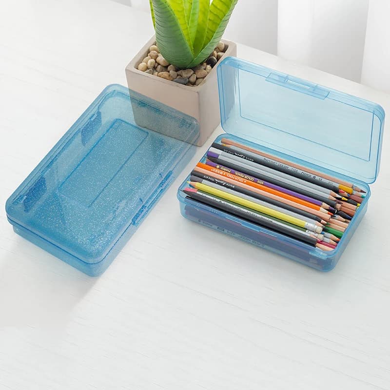 Astuccio trasparente Astuccio per matite in plastica dura Astuccio per penne a pastello Astuccio per schizzi Scatola per organizer per forniture per ufficio impilabile