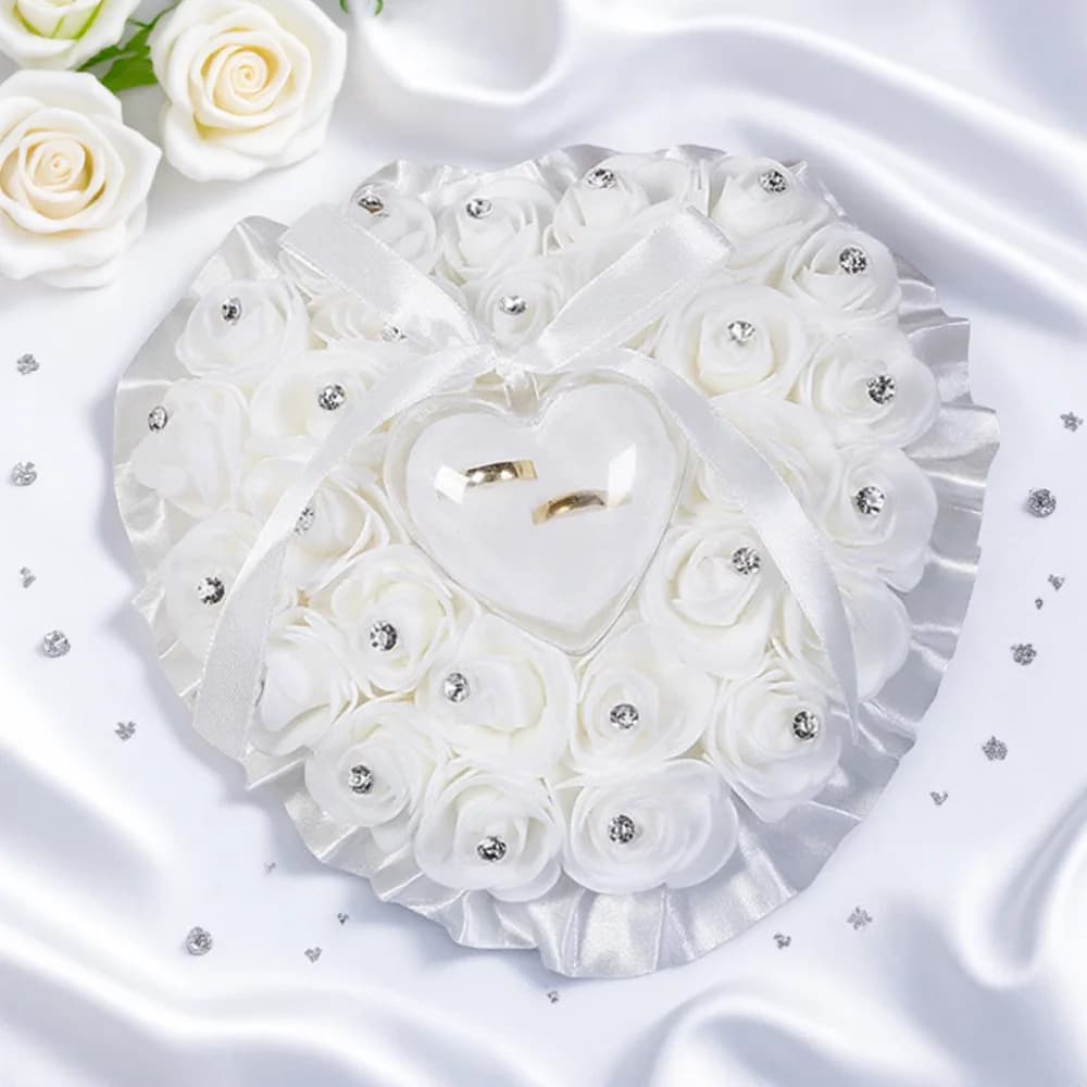 Cushion for wedding rings Pairs Ring box with roses Scene objects for weddings 1 piece Supplies for wedding decorations
