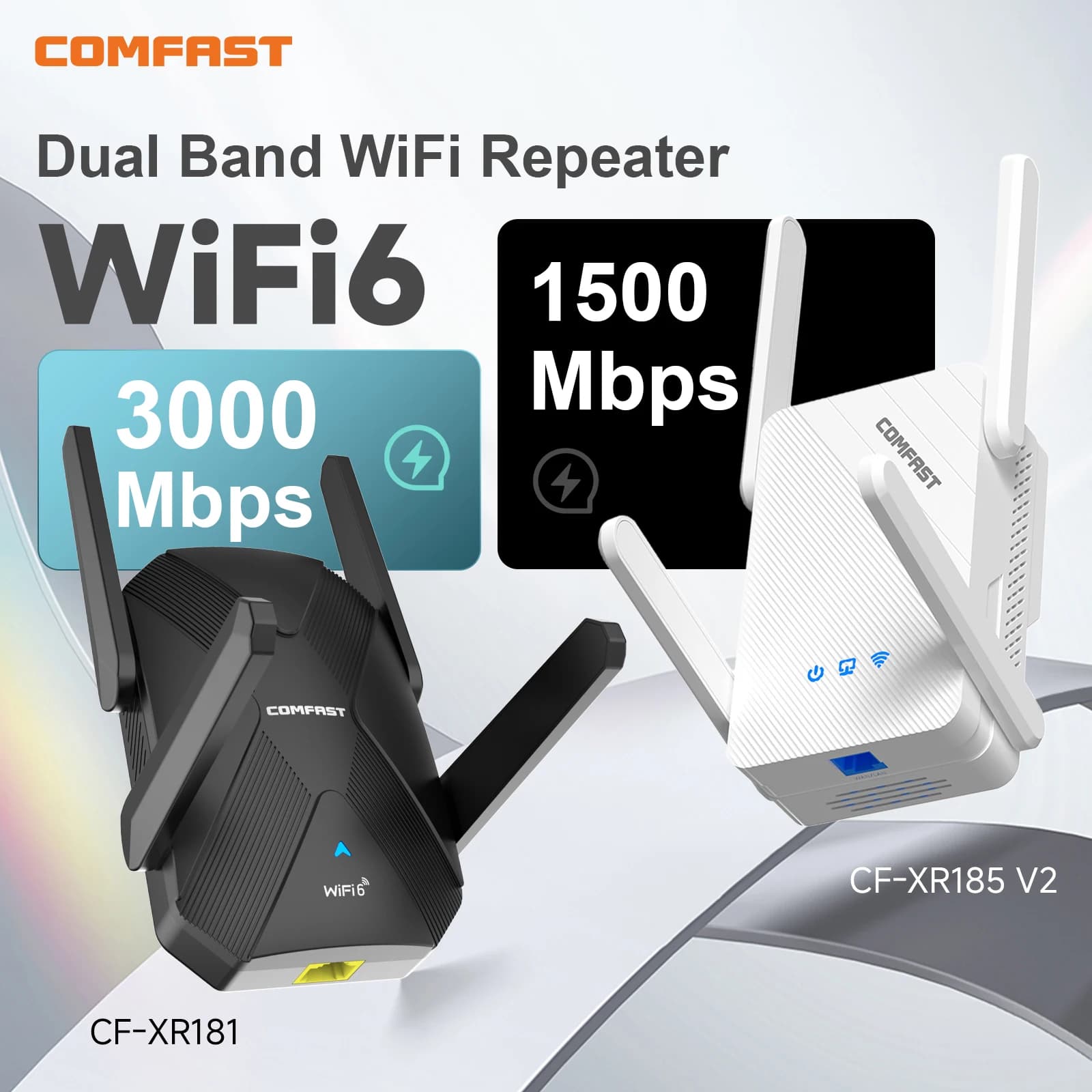 Comfast WiFi6 AX1500/3000 Ripetitore WiFi Dual Band 2.4&5G, Estensore WiFi Wireless, Router 802.11AX, Antenna, Amplificatore di Rete Gigabit