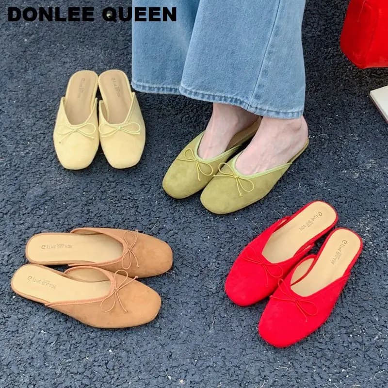 Pantofole di nuova marca donna punta quadrata Slip On Mules scarpe moda Mary Janes Flats Heel Ladies Slides mocassini primaverili femminili Mujer