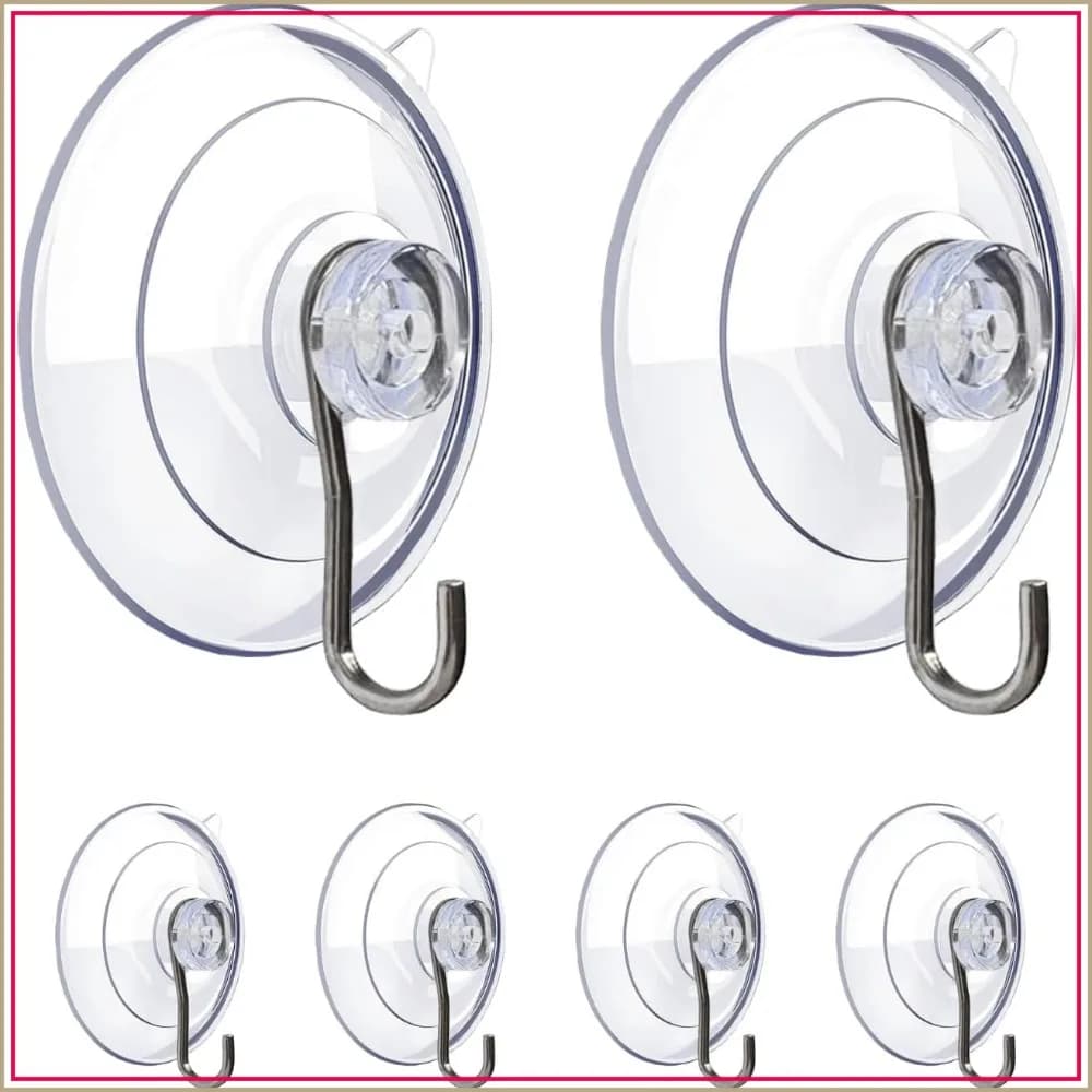 6 Pack Heavy Duty Suction Cup Hooks 2.5 Inch for Glass, Bathroom, Kitchen, Wall