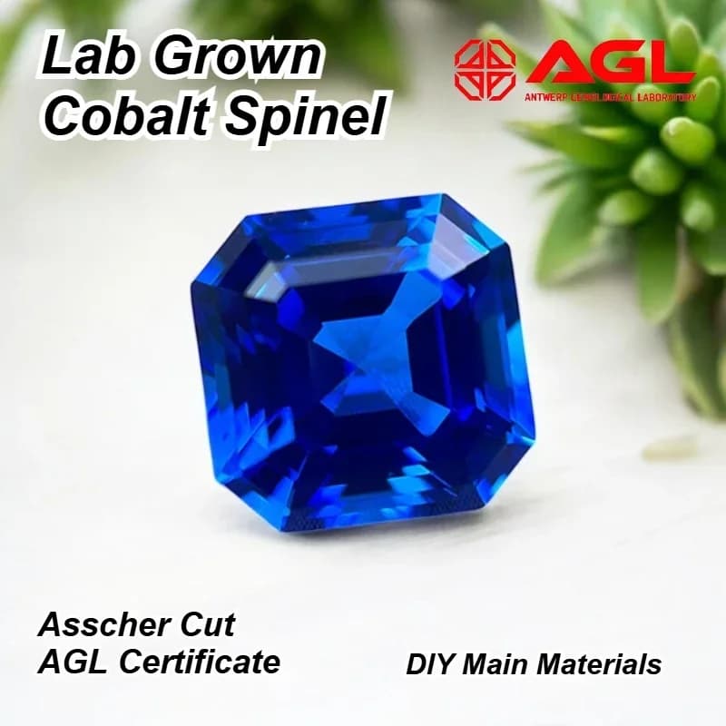 Hot Sales Lab Grown Cobalt Spinel Asscher Cut Gemstone For DIY Ring Necklace Earrings Main Materials Selectable AGL Certificate