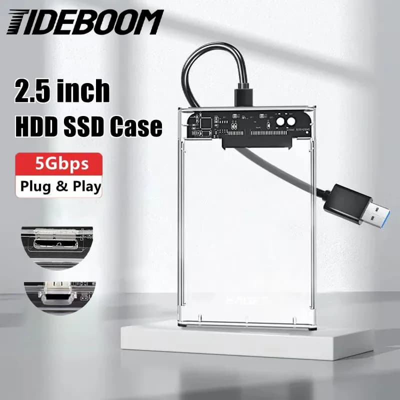 Custodia per disco rigido Tideboom SATA SSD da 2,5 pollici Custodia per disco rigido esterno USB 3.0/2.0 con velocità di trasferimento di 5 Gbps Scatole per dischi rigidi senza attrezzi