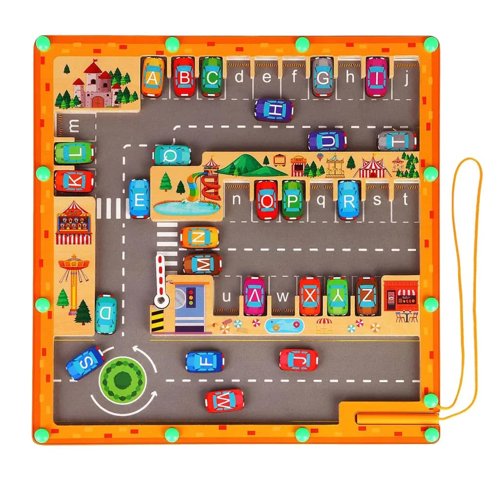 Labirinto magnetico per colori e numeri 2 in 1 Labirinto puzzle con perline magnetiche Montessori in legno per i più piccoli Giocattolo per la motoria fine Attività prescolare