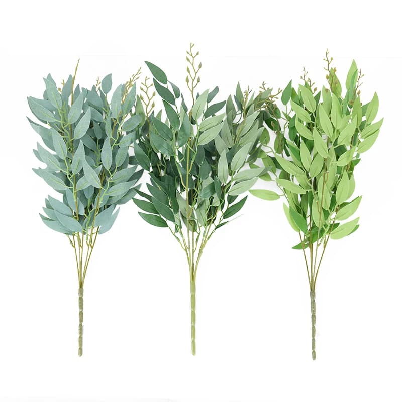 Artificial willow Bouquet Fake green leaves for decorating table vases for wedding house DIY plant garland for jungle parties