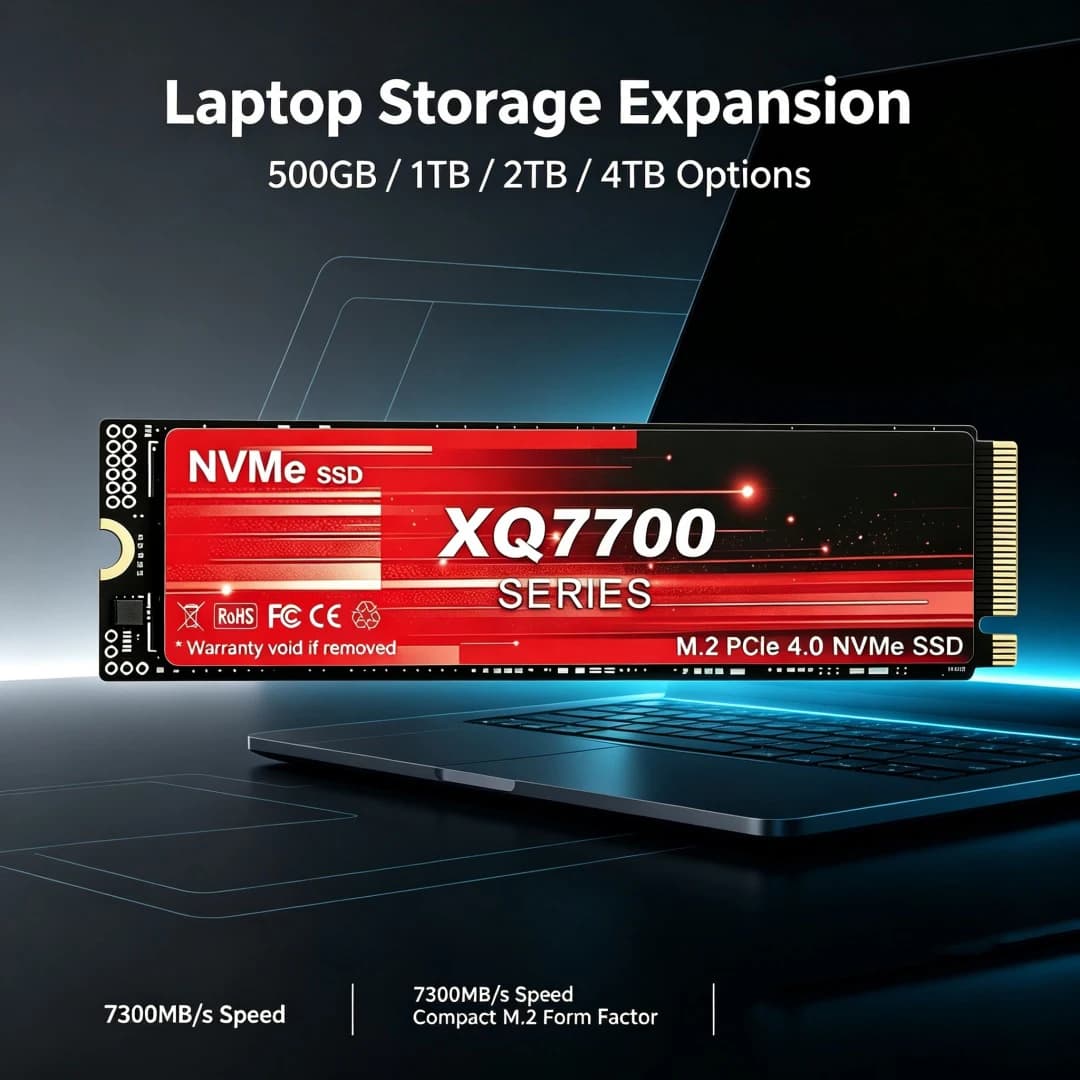 High‑Speed 7300MB/s XQ7700 2TB 4TB M.2 NVMe PCIe 4.0 SSD Internal Gaming Solid State Drive for Laptop PC System Upgrade