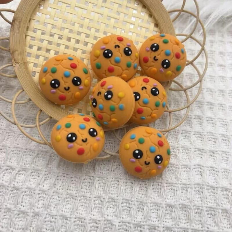 20 pezzi Vogue perline focale in silicone a forma di biscotto 3D per la creazione di gioielli accessori portachiavi penna fai da te perline in silicone per bambini