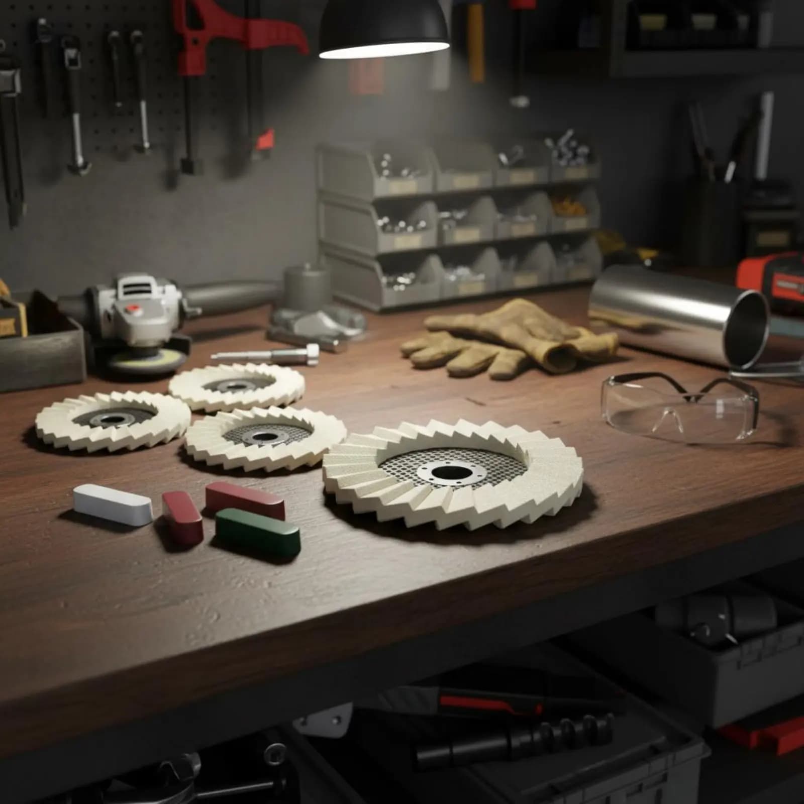 Set di 7 Dischi Lucidanti in Lana e Pasta per Rimozione Rapida della Ruggine, 4,5 Pollici, per Smerigliatrice Angolare, Accessorio per Utensili Elettrici