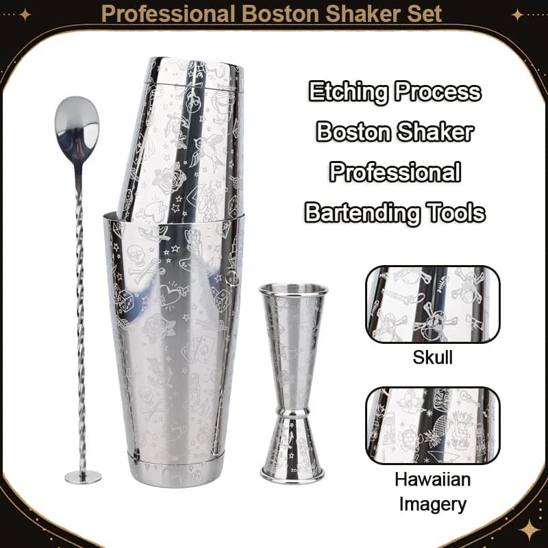 Shaker professionale Boston da 500/700 ml Shaker da cocktail in acciaio inossidabile Shaker Martini Boston per strumenti da barista Set di miscelatori per vino
