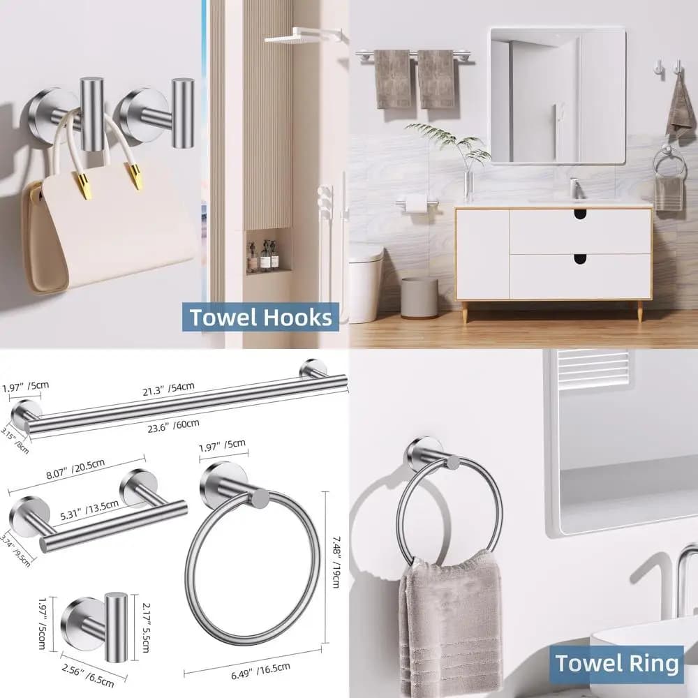 Set di accessori per il bagno in nichel spazzolato da 10 pezzi: portasciugamani da parete 23,6 e porta carta igienica aggiornato