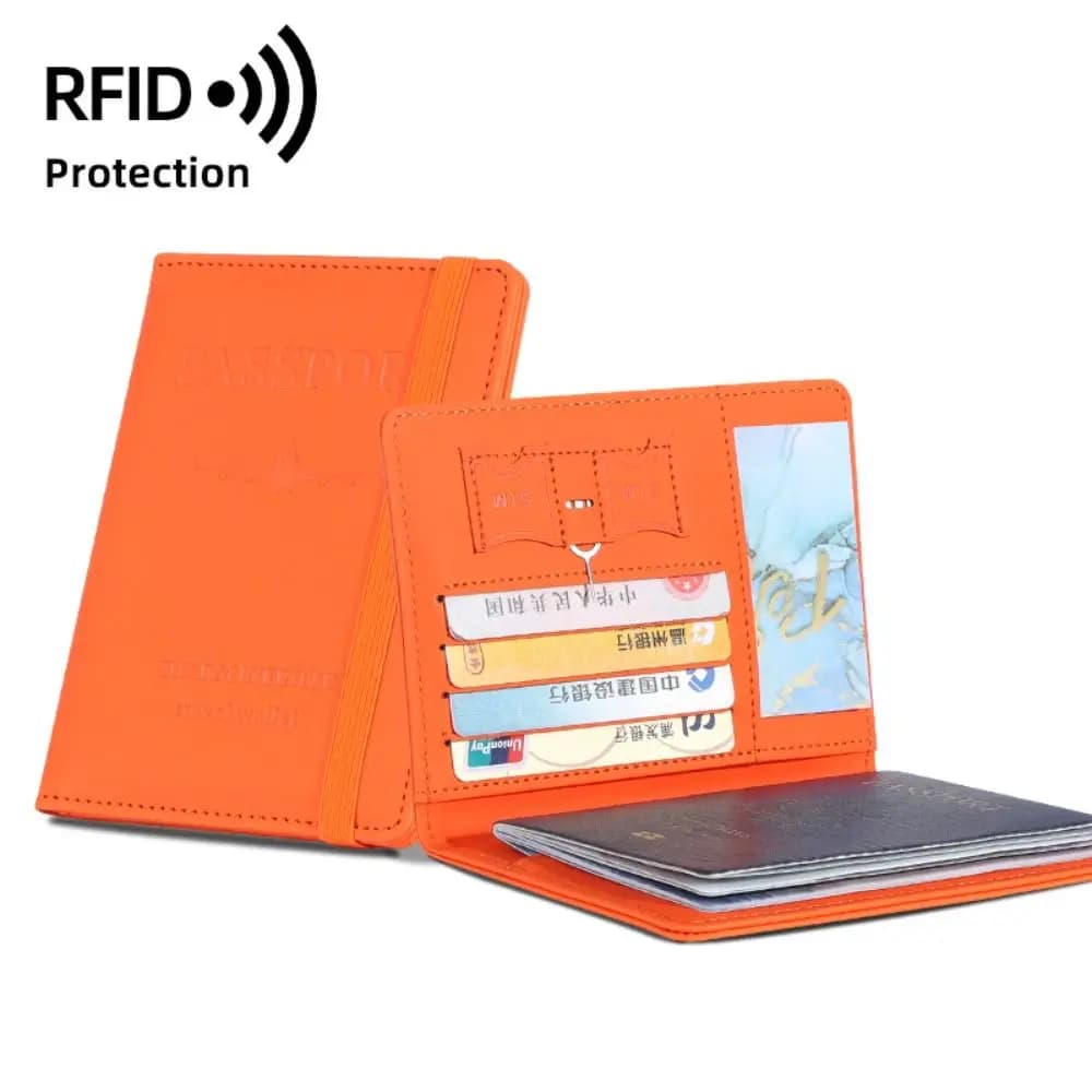Porta Passaporto in Pelle PU con RFID, Portafoglio da Viaggio, Custodia Protettiva per Passaporto, Porta Biglietti, Porta Documenti con Nome, ID e Indirizzo