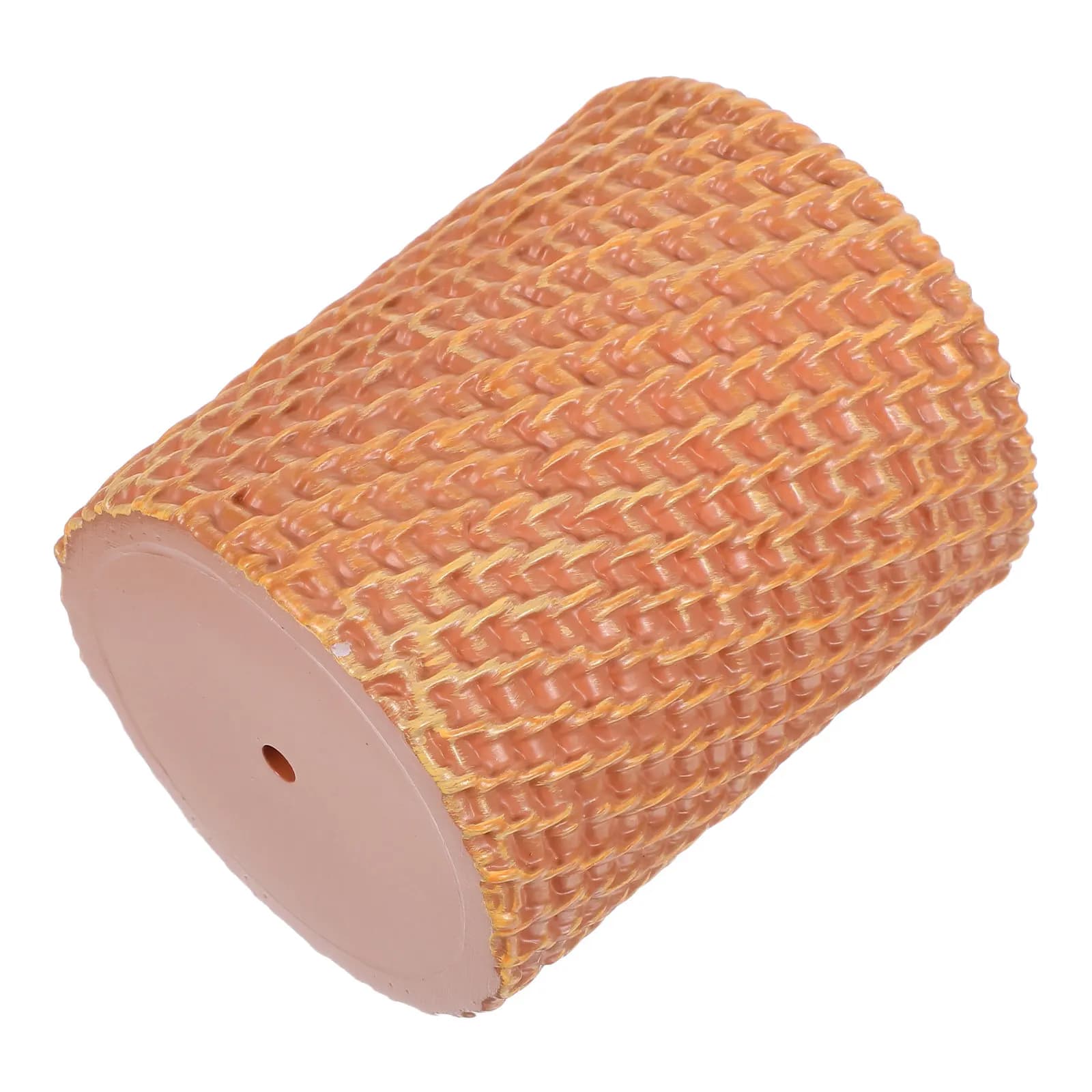 Portapenne in Finto Rattan, Organizzatore da Scrivania Multifunzionale, Porta Pennelli Trucco, Vaso per Fiori, Cilindro Decorativo per Ufficio e Casa