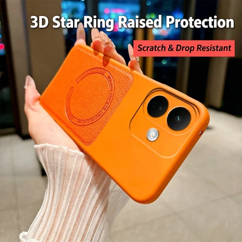 For Magsafe PU Leather Case For Xiaomi Redmi Note 17 Pro Note17 Litchi Pattern Magnetic Shockproof PC Back Cover For Note 17Pro