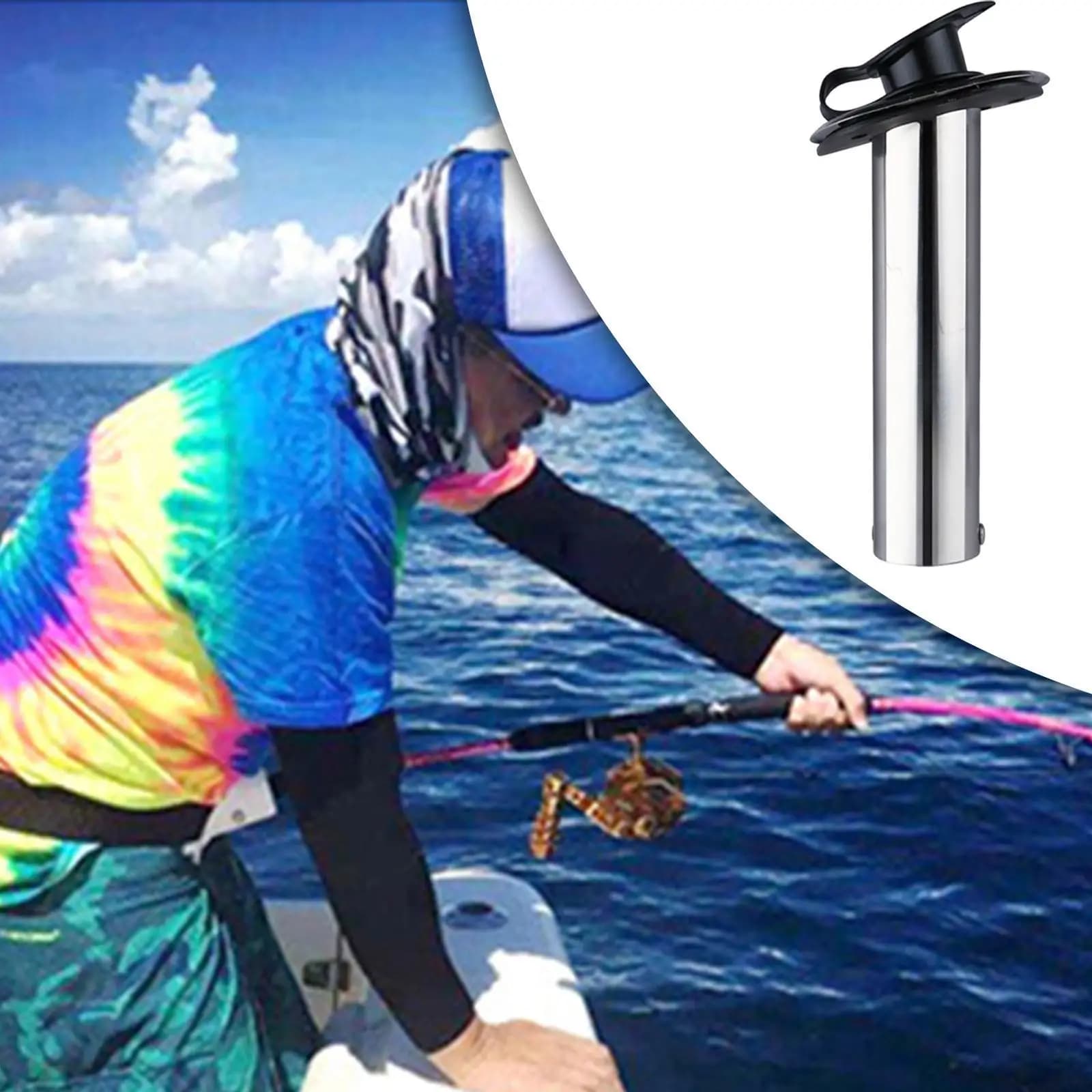 Accessori hardware per yacht Presa per canna da pesca in acciaio inossidabile Supporto per canna da pesca in acciaio inossidabile 316 con tappo in PVC per barca Marin