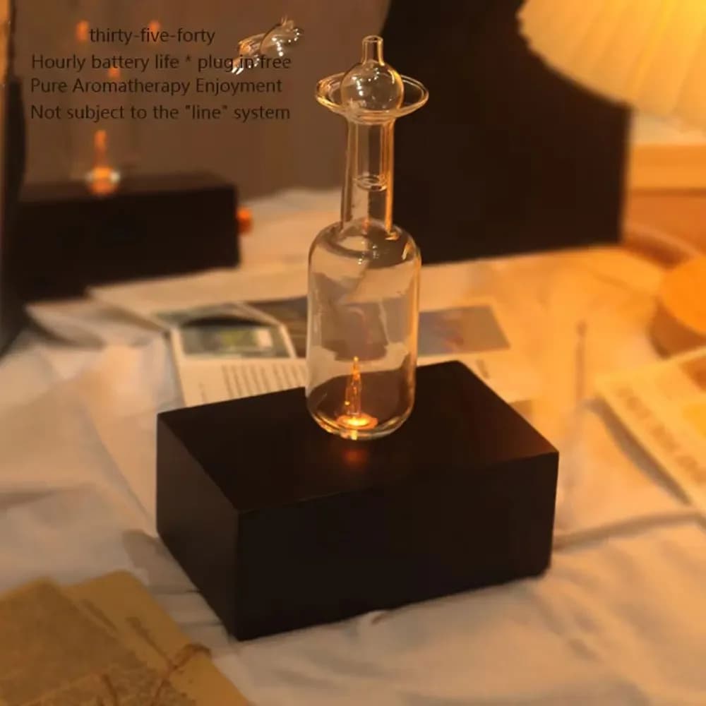 Diffusore di Fragranze per Ambienti in Legno e Vetro, Nebulizzatore di Oli Essenziali Professionale Senza Acqua, Diffusore Elettrico per Casa